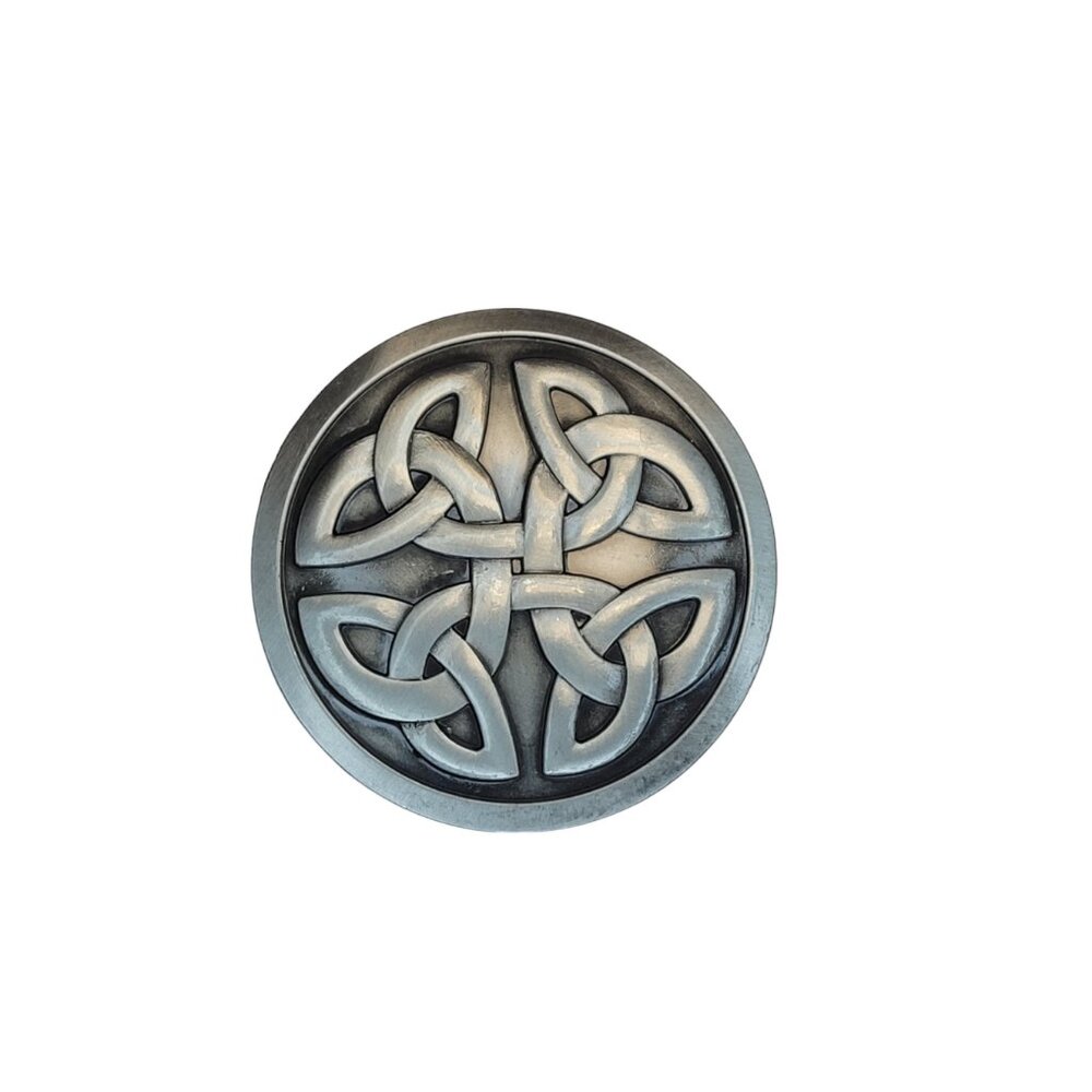 Celtic Knot Pattern Round Silver Finish Metal Bel… - image 7